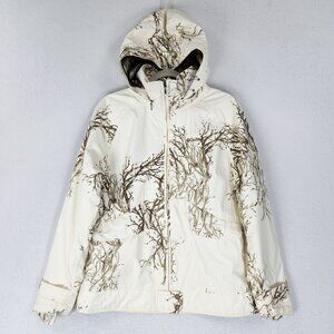 Columbia Jacket Womens Large Cream Camo Interchange Omni Tech Waterproof SHELL
